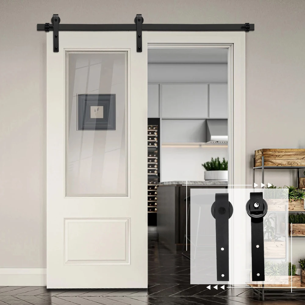 

Sliding Barn Door Hardware Track Set Sliding Door Kit Closet Set Hanger 6/6.6FT