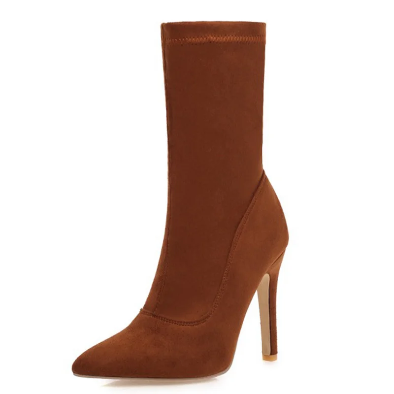 KALENMOS/ботинки до середины икры женские вечерние ботинки на тонком каблуке с