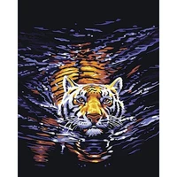 gatyztory swimming tiger diy digital oil painting by numbers home decoration wall art picture kits acrylic painting on canvas