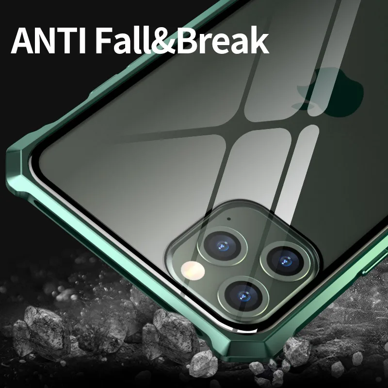 Металлический стеклянный чехол для телефона iphone 11 Pro Max 2019 противоударный