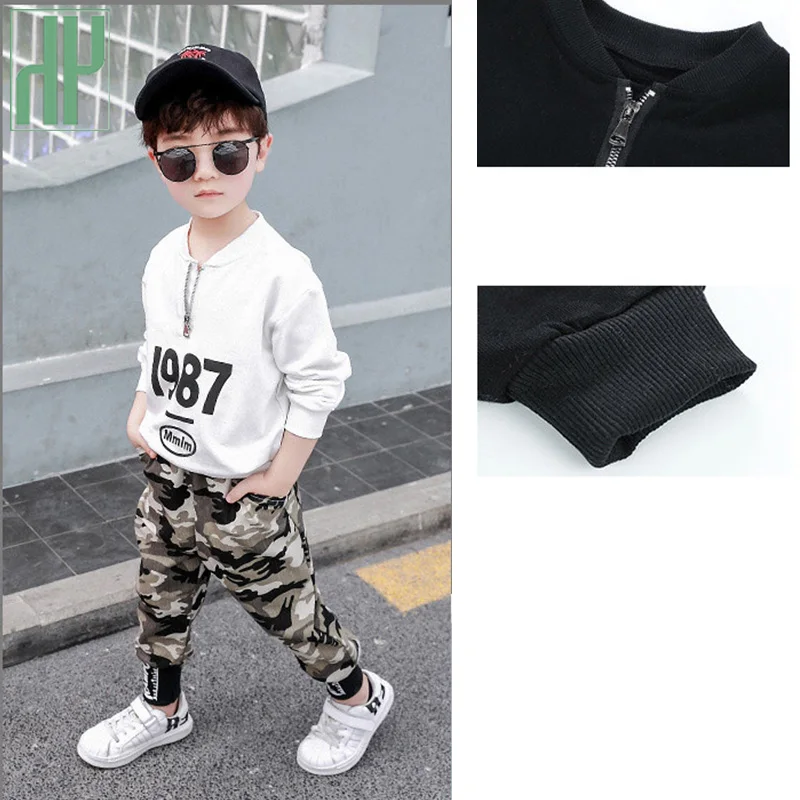 Children clothes for boys Costume Letter Tracksuit Camouflage Tops Pants toddler Boy Winter Outfits Set 3 8 12 Year | Детская одежда и
