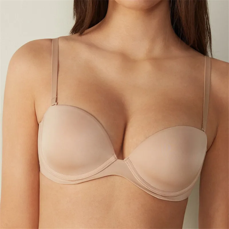 

Traceless wearable strapless lingerie women gather together non-slip invisible beauty back bra with a shoulder bra