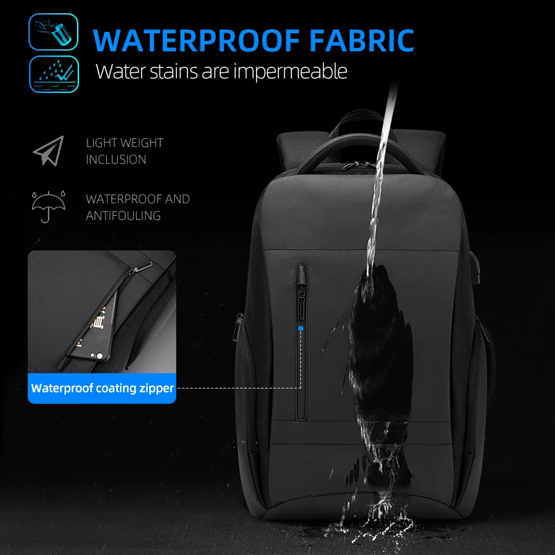 

Fenruien Men Waterproof Backpack Fashion Travel School Backpack Daily Work USB Charging Male Backpacks Fit For 15.6 Inch Laptop