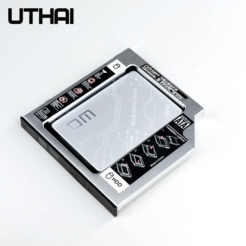 UTHAI T01 CD-ROM Drive to SSD Hard Disk Bracket Laptop Internal Enclosure 2.5 inch SATA I II III HDD Drive 12.7mm SATA3 Adapter