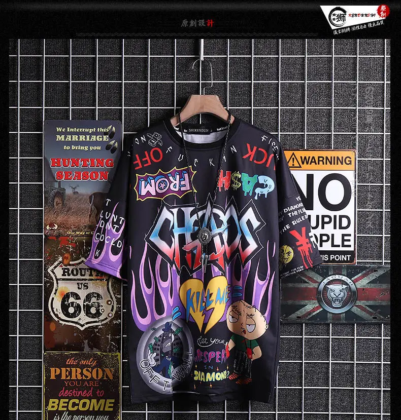 Новинка 2021 Мужская свободная летняя футболка с коротким рукавом в японском стиле