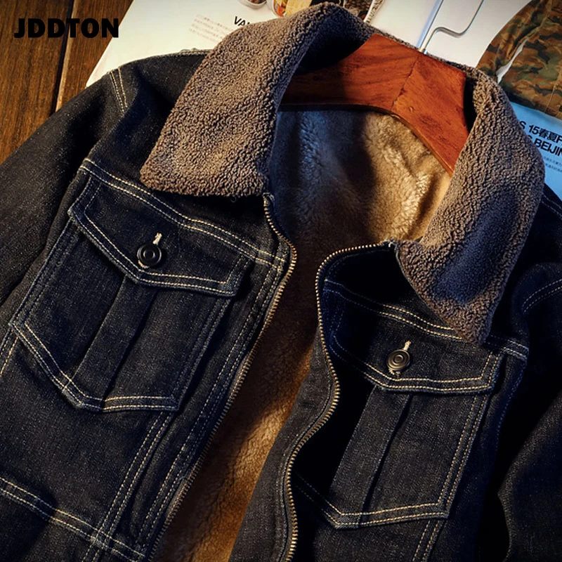 JDDTON Мужская Осенняя Теплая Флисовая джинсовая куртка 5XL Повседневная модная