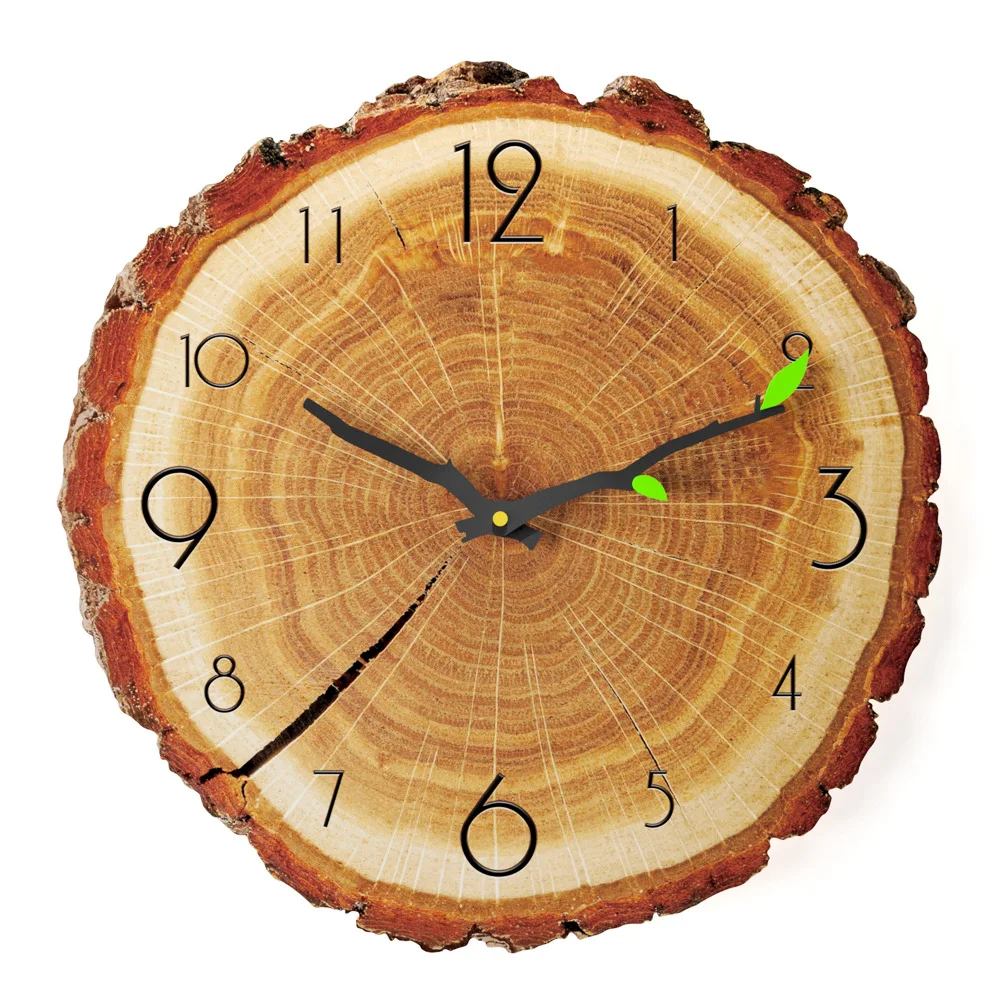

Nordic Creative Annual Ring Wall Clock Living Room Quartz Clock Wood Grain Clock