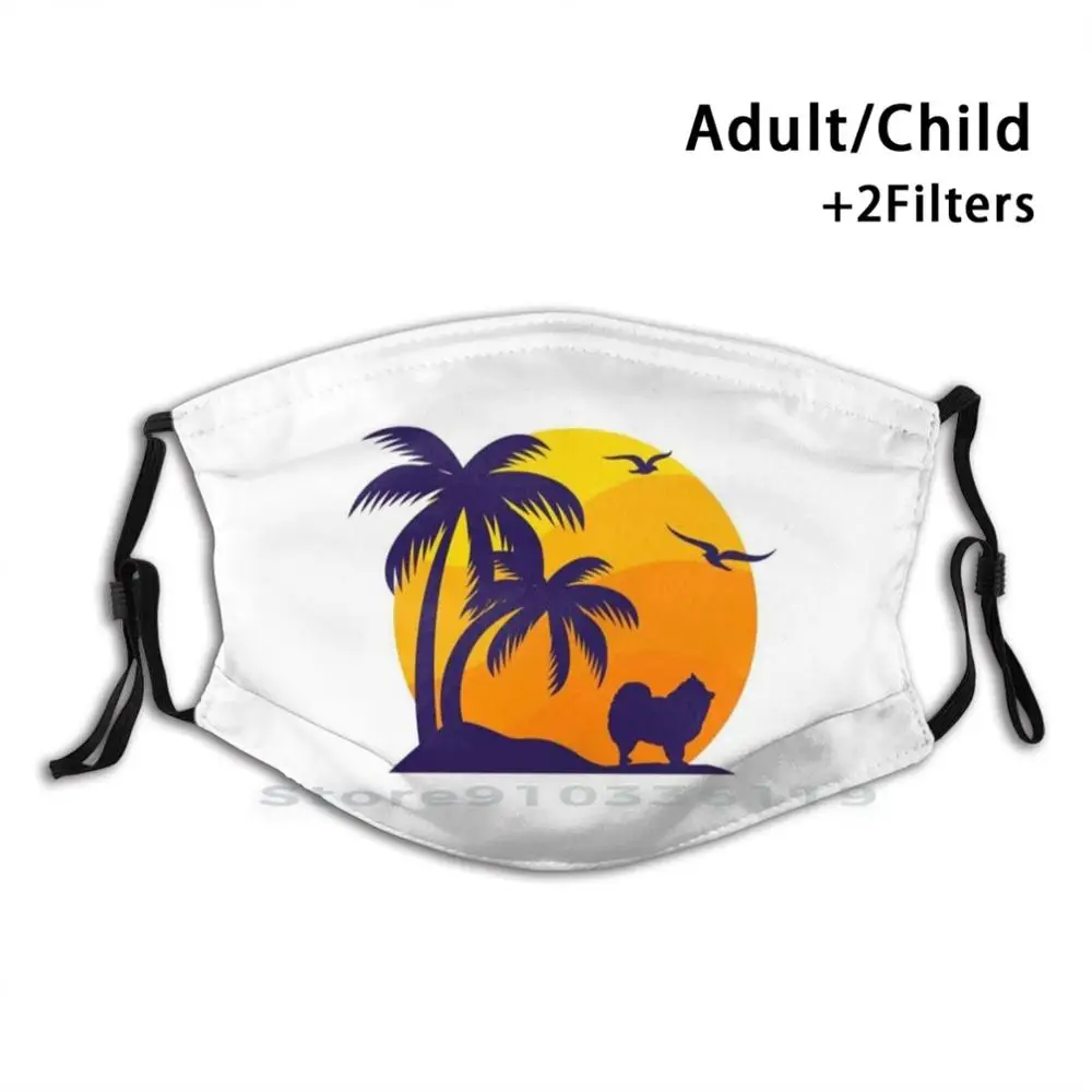 

Sunset Palm And Pomeranian Design Anti Dust Filter Washable Face Mask Kids Vintage Birds Nature Beach Sunset Dog Dogs Puppy