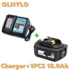 Аккумулятор BL1860, 18 в, 18000 мА  ч, литий-ионный аккумулятор для Makita, BL1840, BL1850, BL1830, BL1860B, LXT 400 + зарядное устройство