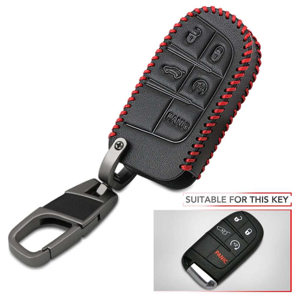 Прочный кожаный чехол для автомобильного ключа полное покрытие Fiat Jeep Dodge Ram 1500