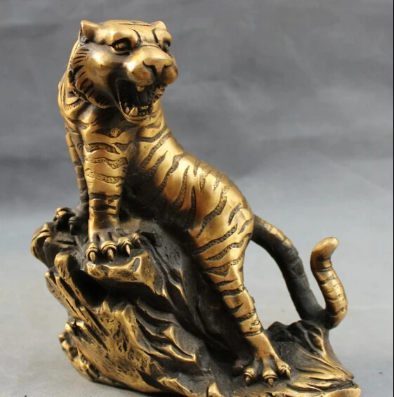 8 &quotКитайская Бронзовый народный год зодиака богатство дикого тигра статуя