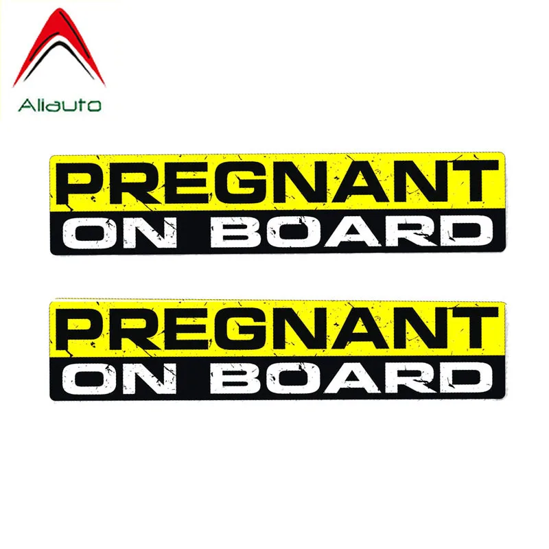 2 забавных автомобильных наклейки Aliauto, предупреждающие аксессуары для беременных на борту, ПВХ наклейка для Pajero Vw Passat B6 Volvo Xc90,18 см * 4 см