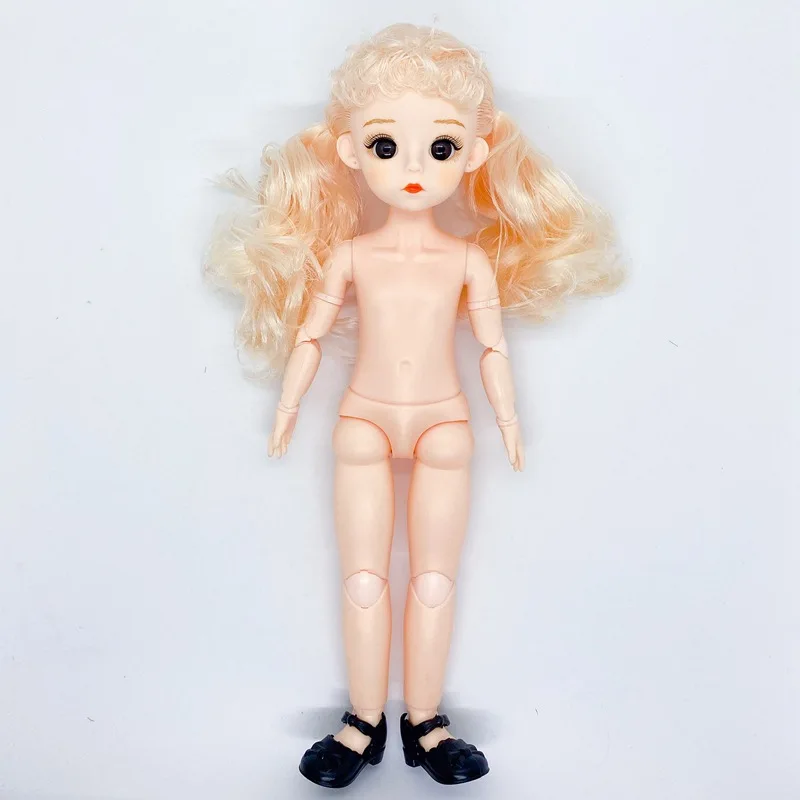 

New 30cm BJD Doll 3D Eyes Fashion 1/6 Body Brown Yellow Hair Naked Baby 22 Joints Movable Play House Dress Up Girl Toy Best Gift