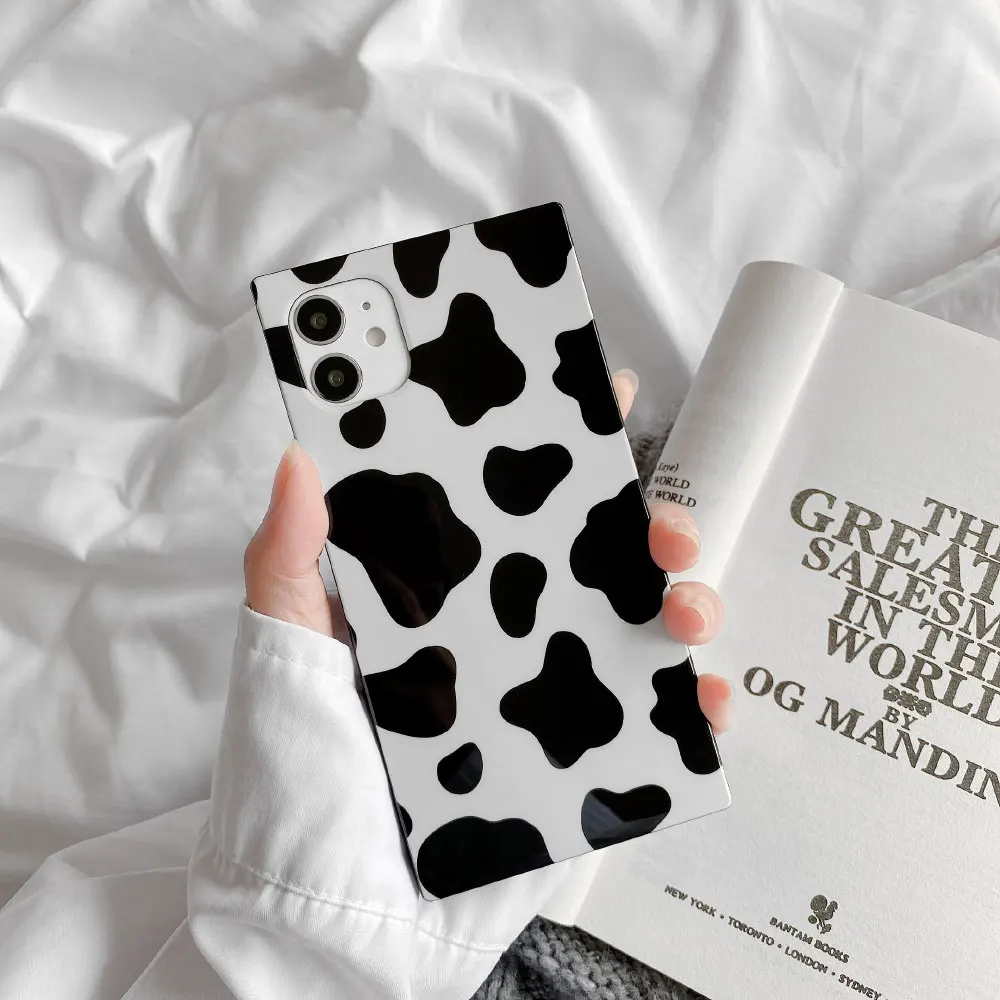 Square Leopard Phone Case For iPhone 12 Pro Max X XR XS Max 7 8 Plus Zebra Soft Silicone Cover Cases For Fundas iphone 11 Coque