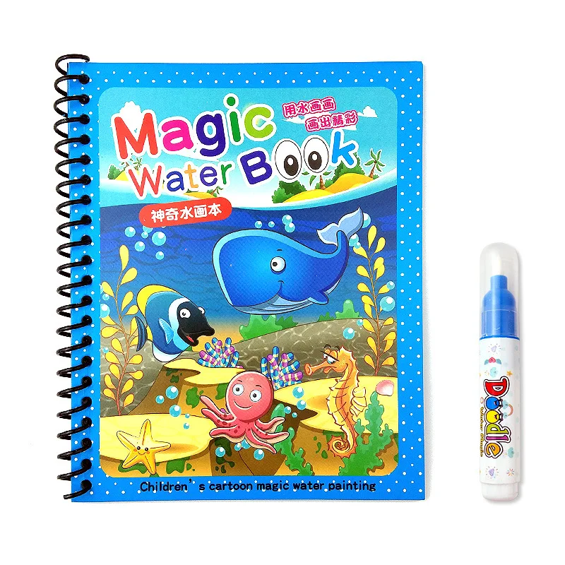 

2021 Reusable Coloring Book Magic Water Picture Drawing Book Sensory Early Education For Kids Birthday Gift Montessori Toys Gift