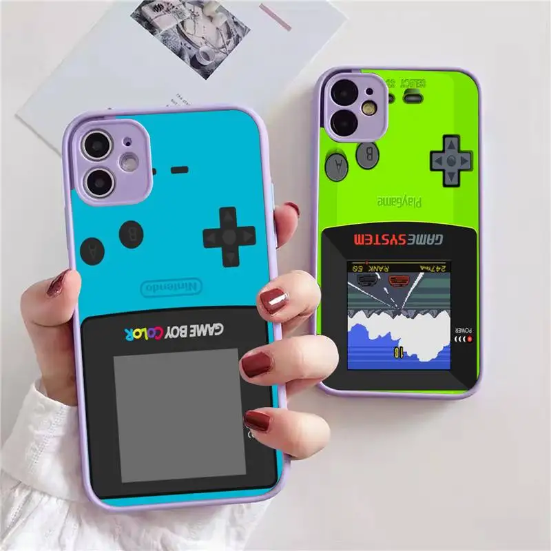 

Display Retro Gameboy Phone Case For iphone 13 12 11 xr xs x 7 8 pro max light purple Soft TPU Silicone Clear Case Cover