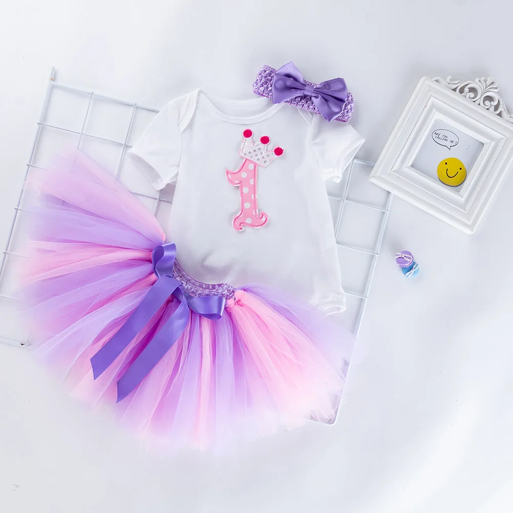 

Girl Sets TUTU Skirt Candy Colors baby Clothes Cotton Infant Long Sleeve Romper 3pcs/Set Kids Bodysuits 1st Bithday Gifts