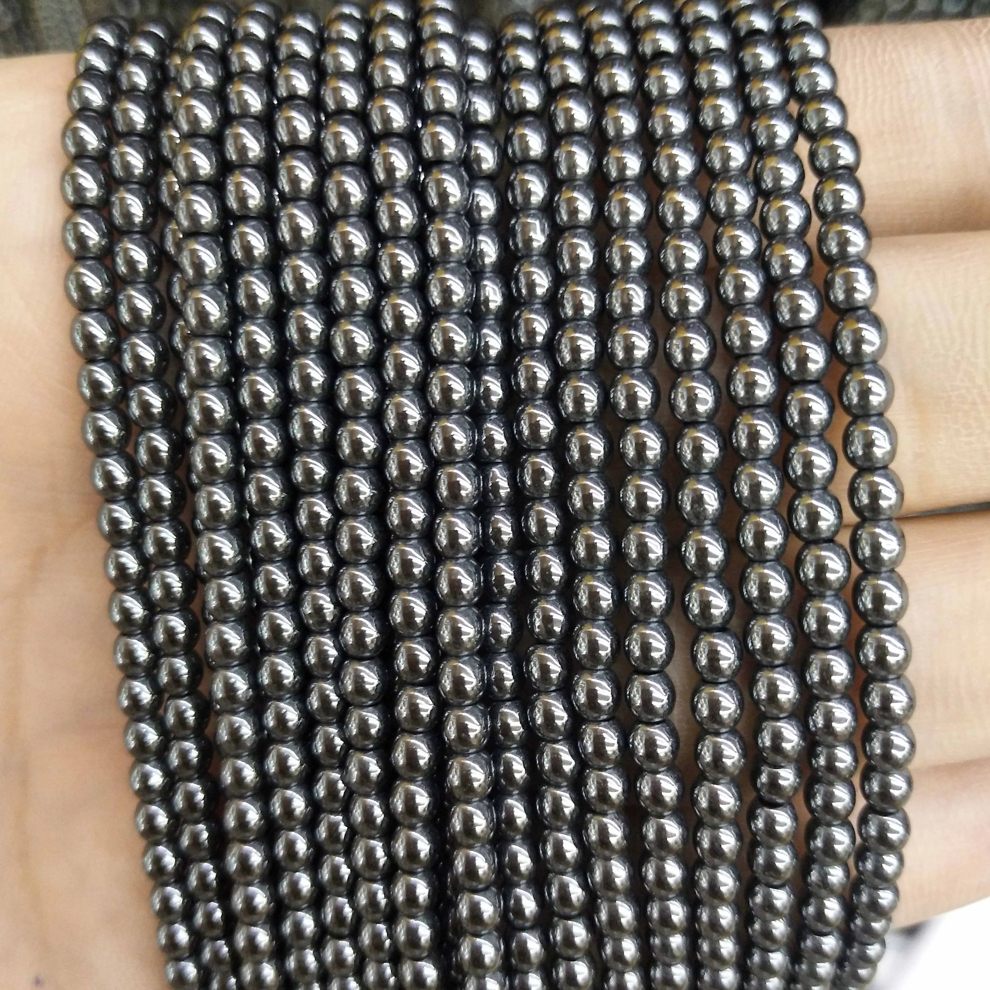 Hematite 2 мм 3 мм из натуральных круглых камней бусины розовый кварц аметисты лазурит Агаты бусины из нефрита для самостоятельного изготовления ювелирных изделий браслет ожерелье - Цвет: Hematite