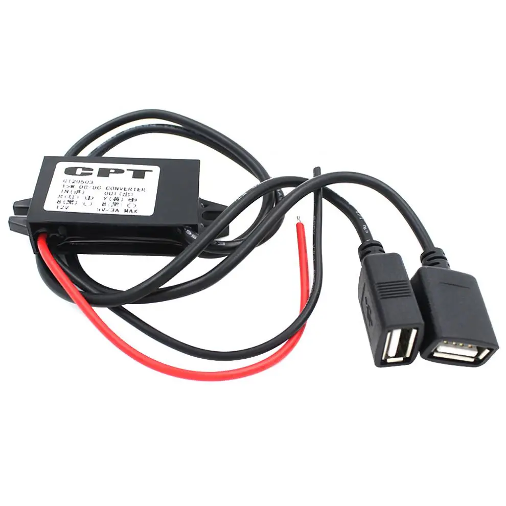 От 12 В до 5 пост снижение Напряжение 3A USB 2 0 навигатор Carcorder Мощность конвертер