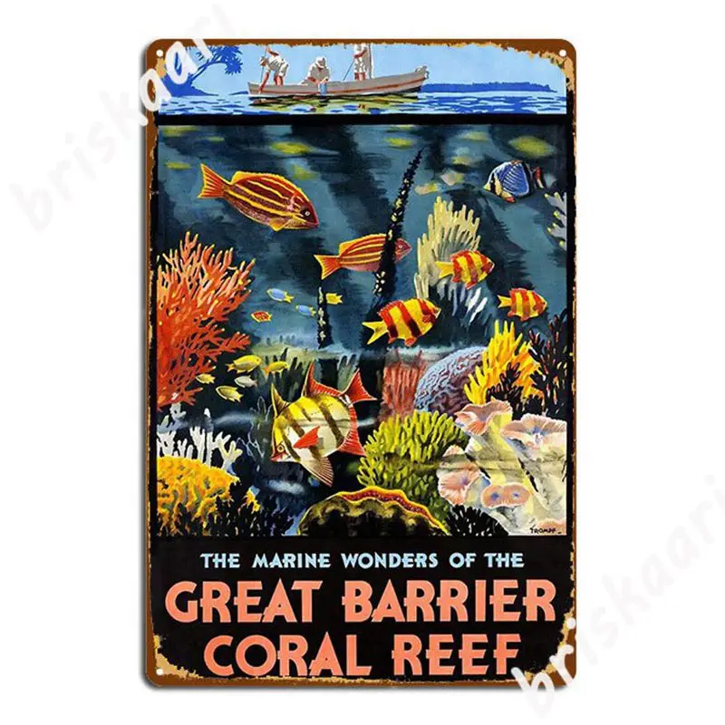 Австралия большой барьер коралловый риф ВИНТАЖНЫЙ ПЛАКАТ металлические знаки
