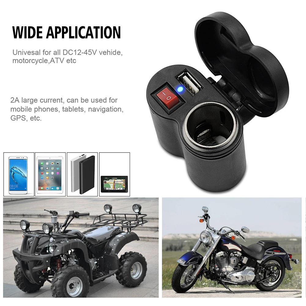

CS-313G1 Motorcycle USB Charger Receptacle with Switch Outdoor Motorbike Handlebar 12V Personal Car Parts Decoration