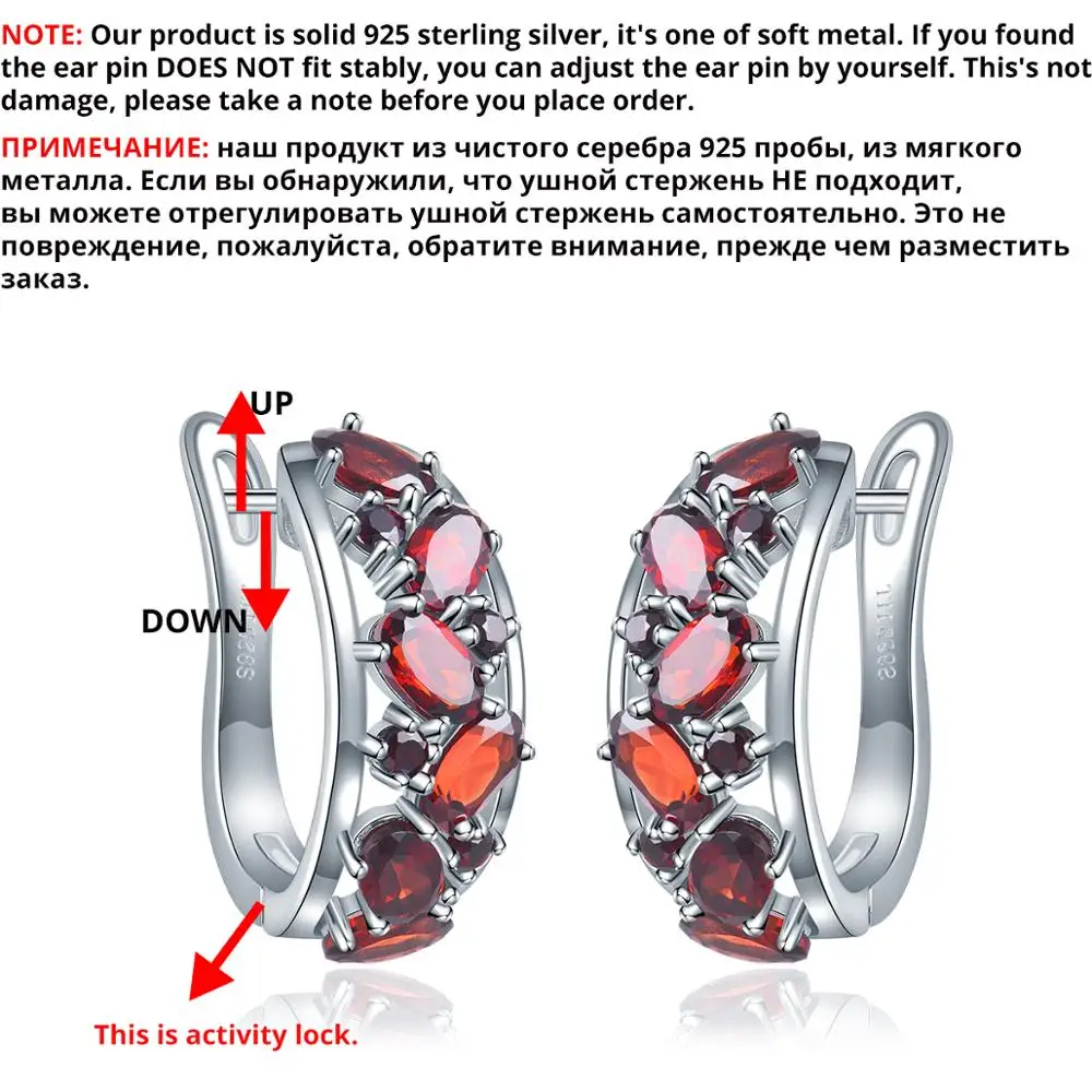 Hutang 0.9ct натуральный гранат женские серьги-кольца твердые 925 пробы серебряные ювелирные изделия с красным драгоценным камнем элегантный дизайн Новое поступление