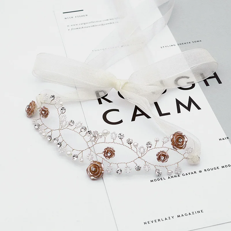 Модные свадебные аксессуары для волос девочек повязка на голову с цветами и