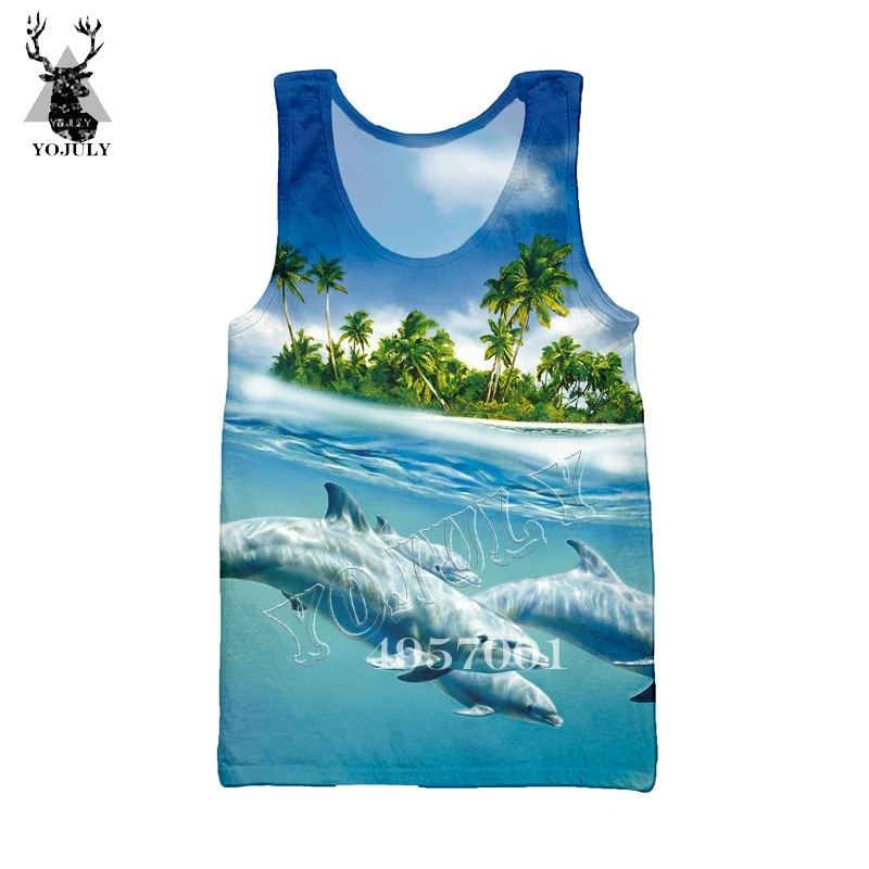 YOJULY Dolphin 3D принт Harajuku майка для мужчин Модный повседневный жилет Летний морской плавание унисекс уличная одежда рубашки без рукавов Ve31 - Цвет: 5