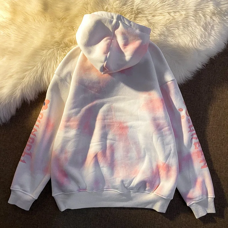 Vintage Tie Dye Aesthetic Oversized Woman Hoodie Kawaii Fashion Korean Harajuku Sweetshirt Clothes For Women Plus Size Pullover