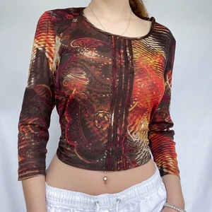 Dourbesty Fairy Grunge t shirts Women Slim Crop Top Y2k Vintage Long Sleeve Womens Round Neck Stitch Tops Slim Fit Fall y2k top