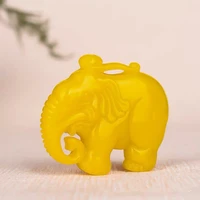 natural yellow dragon jade hand carved elephant pendant fashion boutique jewelry mens and womens auspicious ruyi necklace