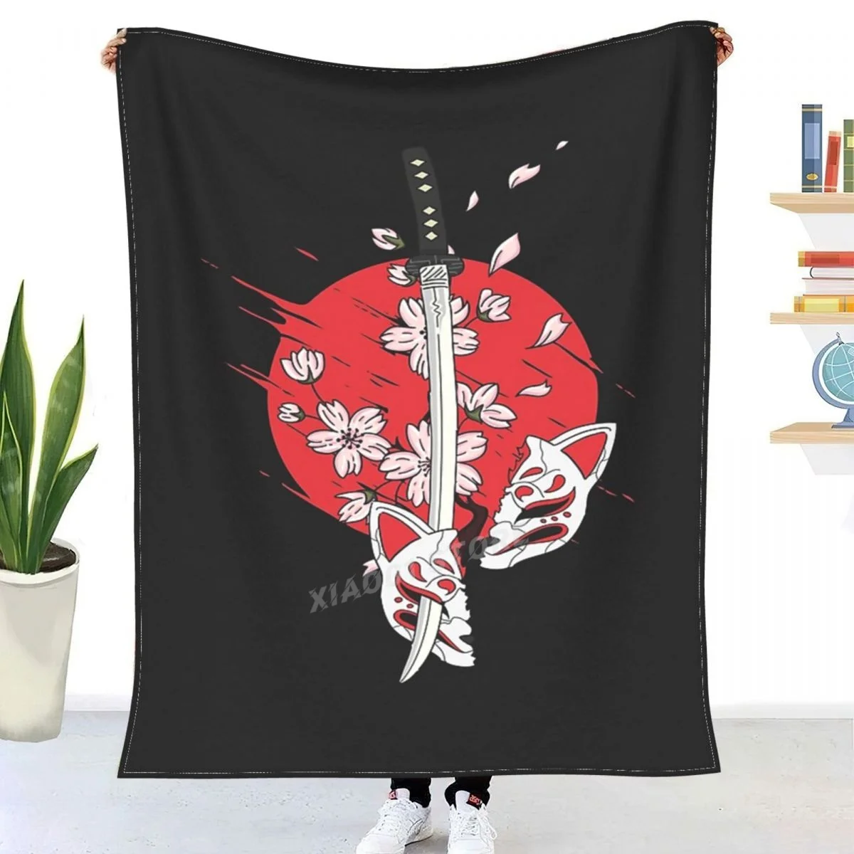 

Sword And Sakura Anime And Sketching Unique Design Throw Blanket Sherpa Blanket Bedding soft Blankets