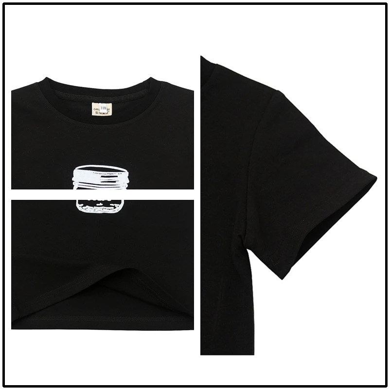 

Summer Girls Children's Clothing Baby Cartoon Ins Printed Short Sleeve T-shirt Casual Cotton Baby Girl Boy Black Quality Tee