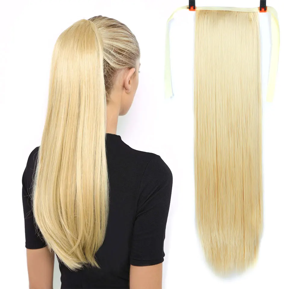 

80 cm 150g Long Synthetic Straight Ponytails Hair High Temperature Fiber Bun Fake Hair Chip-in Hair Extensions Pony Tail