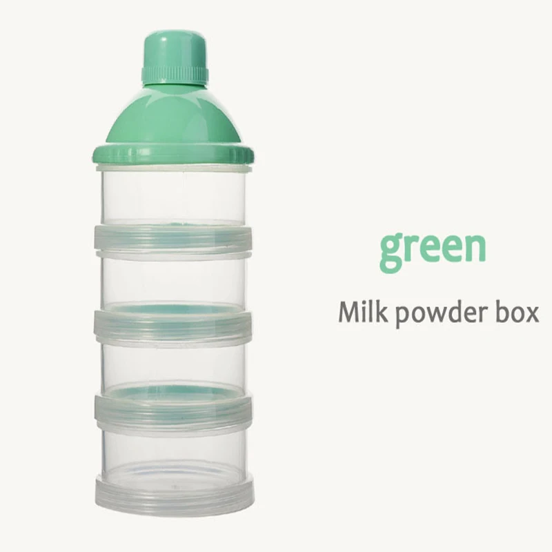 Caja port&aacute;til de leche en polvo para ni&ntilde;os peque&ntilde;os, contenedor de almacenamiento de alimentos, caja de alimentaci&oacute;n s&oacute;lida, cuatro rejillas-4