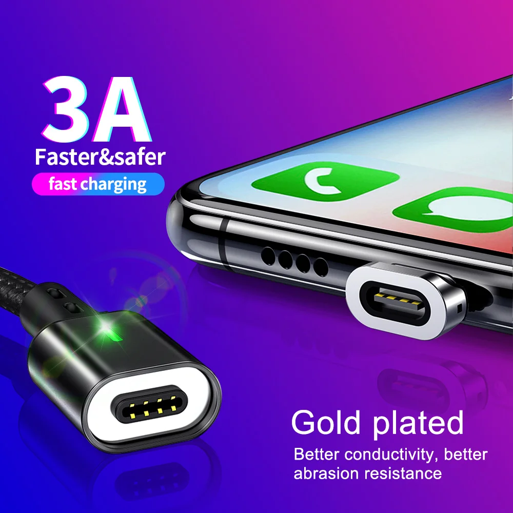 Магнитный кабель Micro USB для быстрой зарядки и передачи данных 3 А Samsung S7 Edge Redmi 6A 4X
