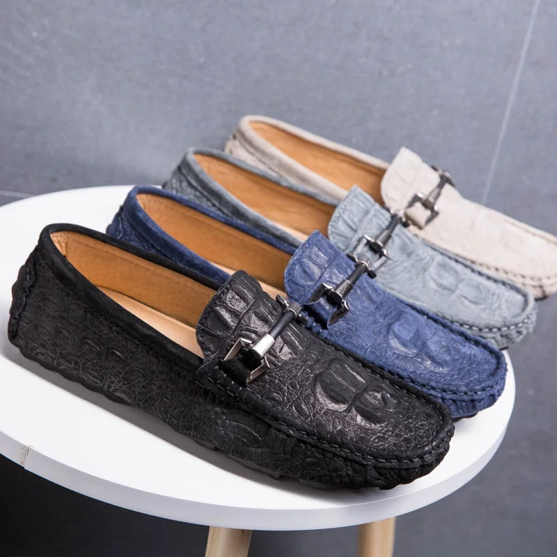 Мужские удобные лоферы Модная мужская обувь без шнуровки Винтажная Уличная на