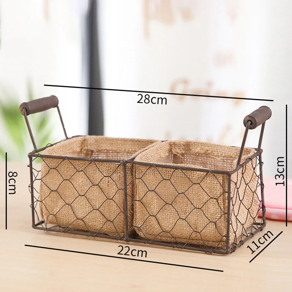 HOT Vintage Wire Baskets for Storage Removable Fabric Liner Wire