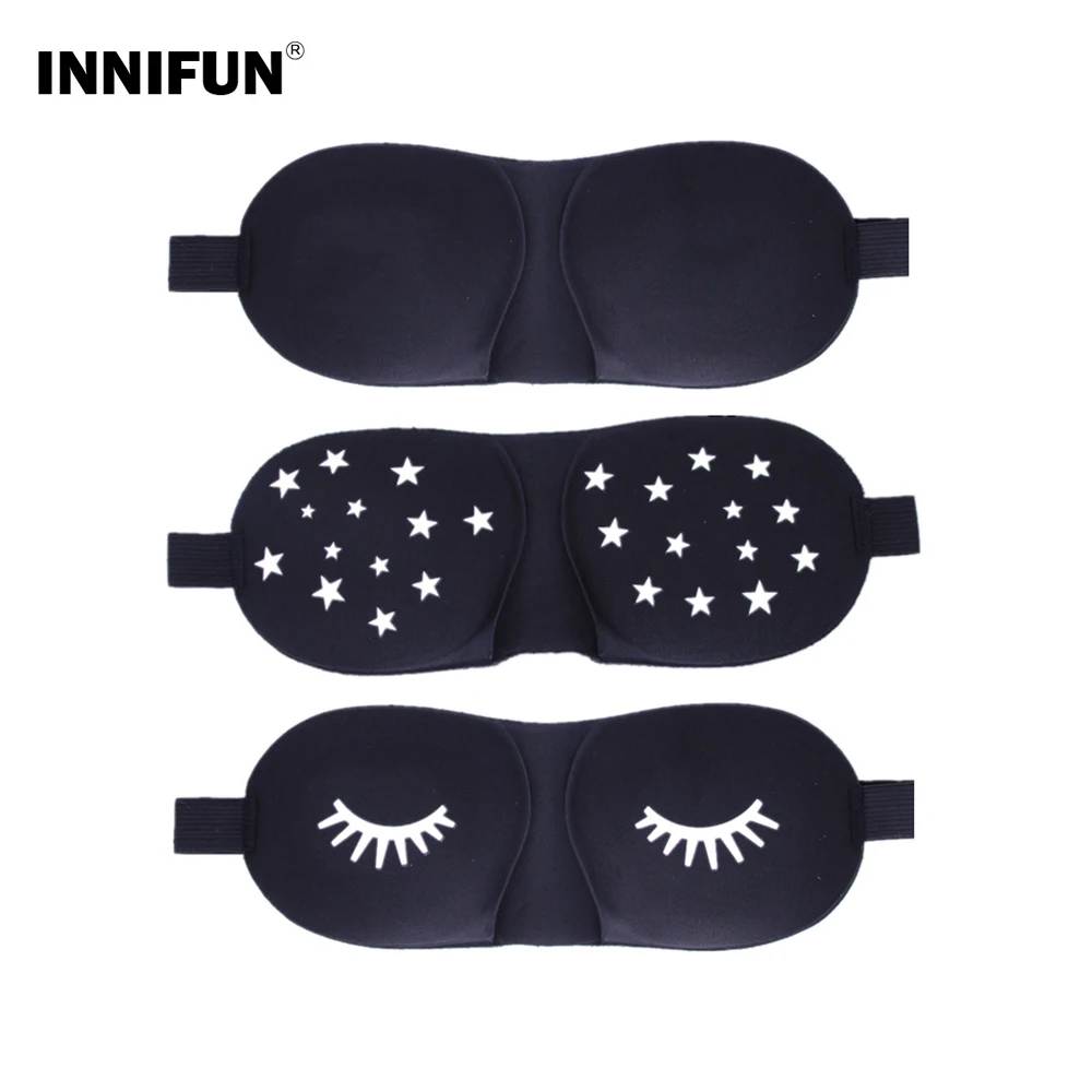 

3d Black Sleep Mask Smile Eyelash Star Print Sleeping Eye Mask For Eyes Relax Improve Sleep Quality Home Traveling Eye Patches