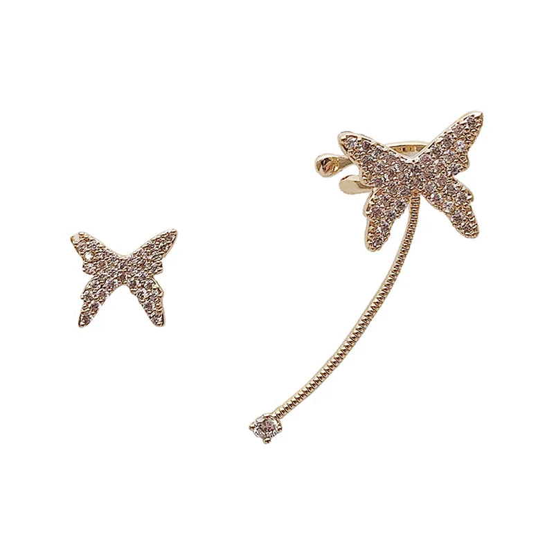 

Flash diamond asymmetrical butterfly ear bone clip stud Korean French design sense of personality earrings earrings woman 017