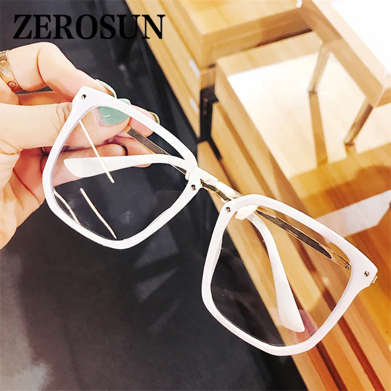 Zerosun прозрачные очки оправа для женщин негабаритных белые мужчин поддельные