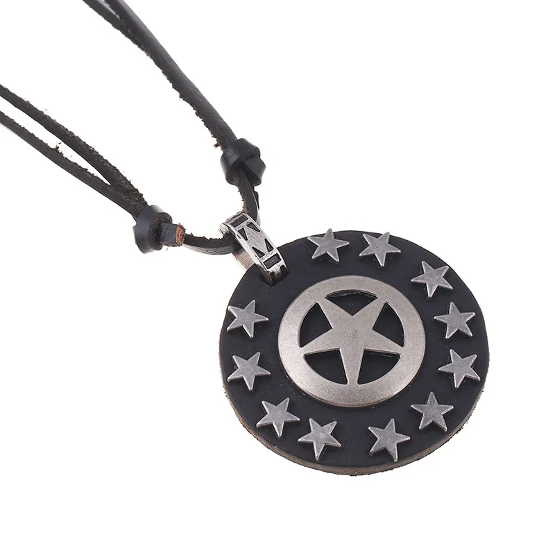 

Men Necklace Pendants Vintage Brown Genuine Leather Neckless for Women Men Jewelry Boys Necklace Punk 2022 Statement Gift