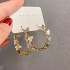 Серьги-кольца женские металлические с бабочкой