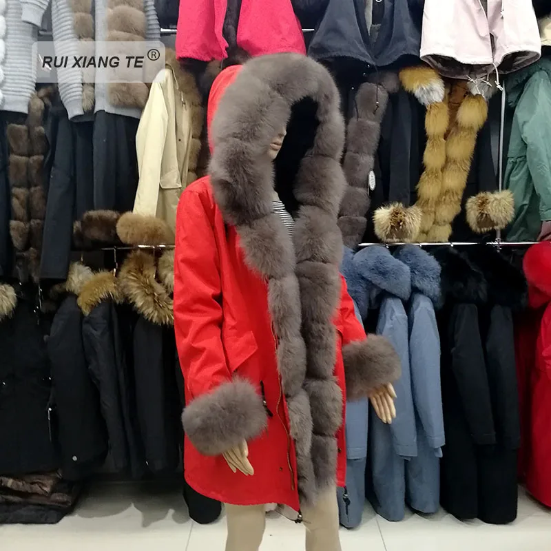 Модная женская парка из натурального меха лисы, пальто из натурального меха кролика рекс с капюшоном, пальто из натурального меха для длинной зимы