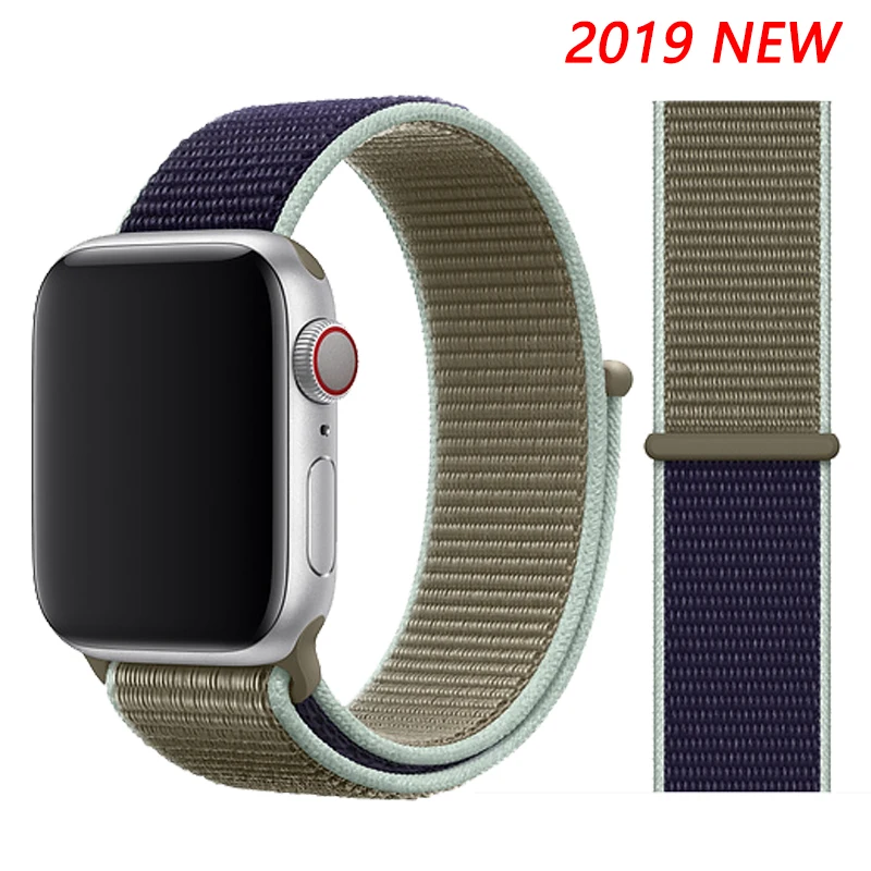 Khaki Нейлоновый ремешок для apple watch 44 мм/40 мм 4 5 iwatch 42 мм/38 мм 3 2 1 браслет красочные спортивные аксессуары для часов - Цвет ремешка: Khaki