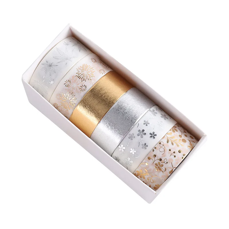 6 pcs/set 15mm*2m Exquisite Mini Pattern Gold Foil Silver Washi Tapes Scrapbooking Diy Masking Tape Deco Art Supplies Stationery |