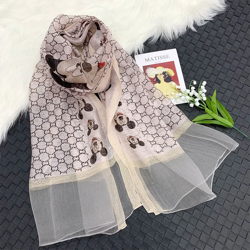 Модный Роскошный шелковый дизайнерский шейный платок Disney с Микки-Маусом