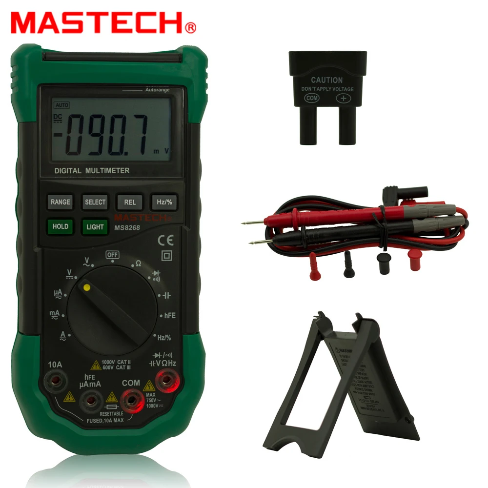 MASTECH MS8268 цифровой мультиметр Ручной и автоматическая защита ac/dc Амперметр Вольтметр Ом частота Электрический тестер диодный детектор