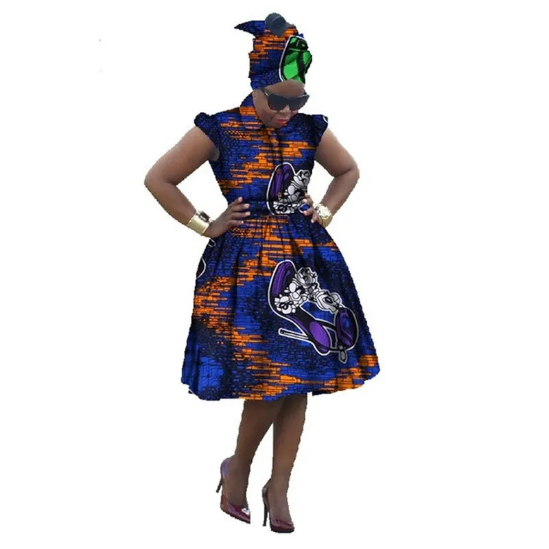 Африканские платья для женщин 2019 без рукавов модный стиль с африканские тюрбаны