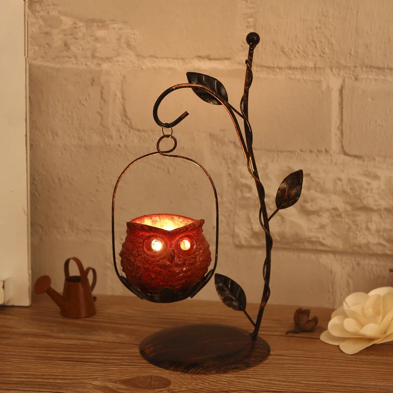

Nordic Art Gift Owl Chandelier Candle Holder Candle Light Garden Decoration Night Home Wedding Decor Ornaments Candlestick